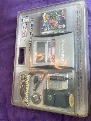 Nintendo Game Boy Micro Silver Handheld System+Accessories Bundle