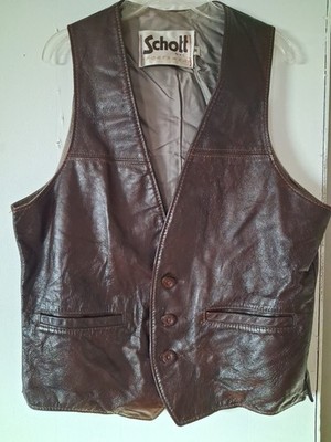 Vintage Schott NYC Sportswear Mens Brown Lined Leather Vest Size M
