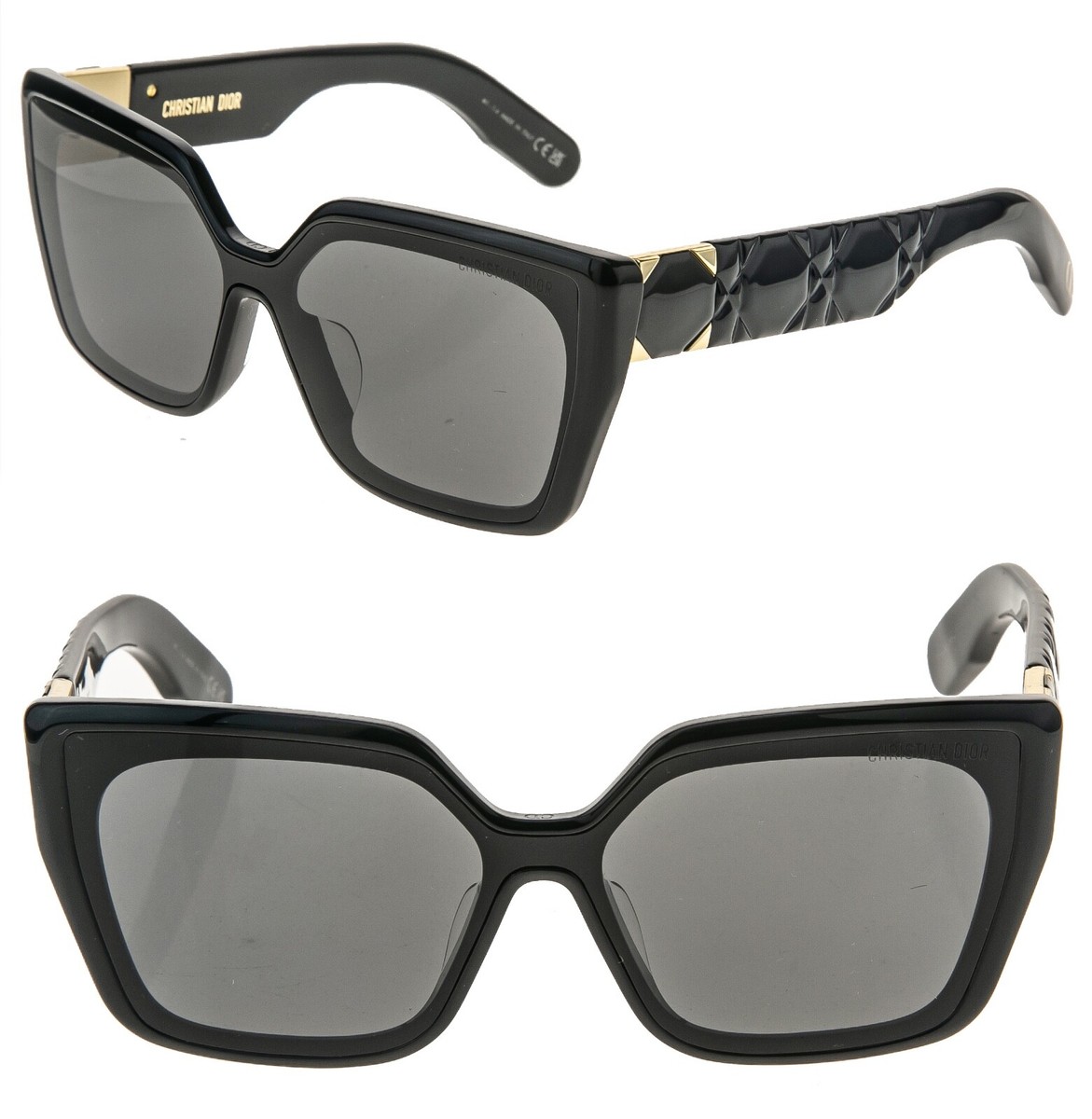 CHRISTIAN DIOR Lady 9522 Black Cannage Paris Logo S2F Sunglasses