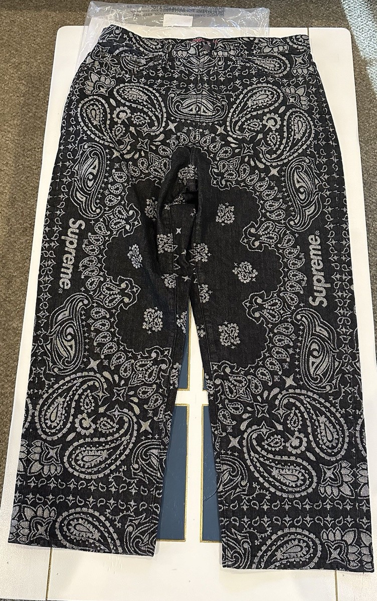 SUPREME BANDANA JACQUARD BAGGY JEAN BLACK SIZE 36 (SS25 WEEK 7