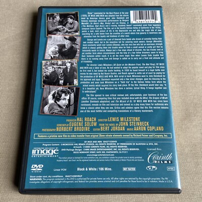 Of Mice and Men (DVD 1939 B&W) Hal Roach John Steinbeck Lon Chaney