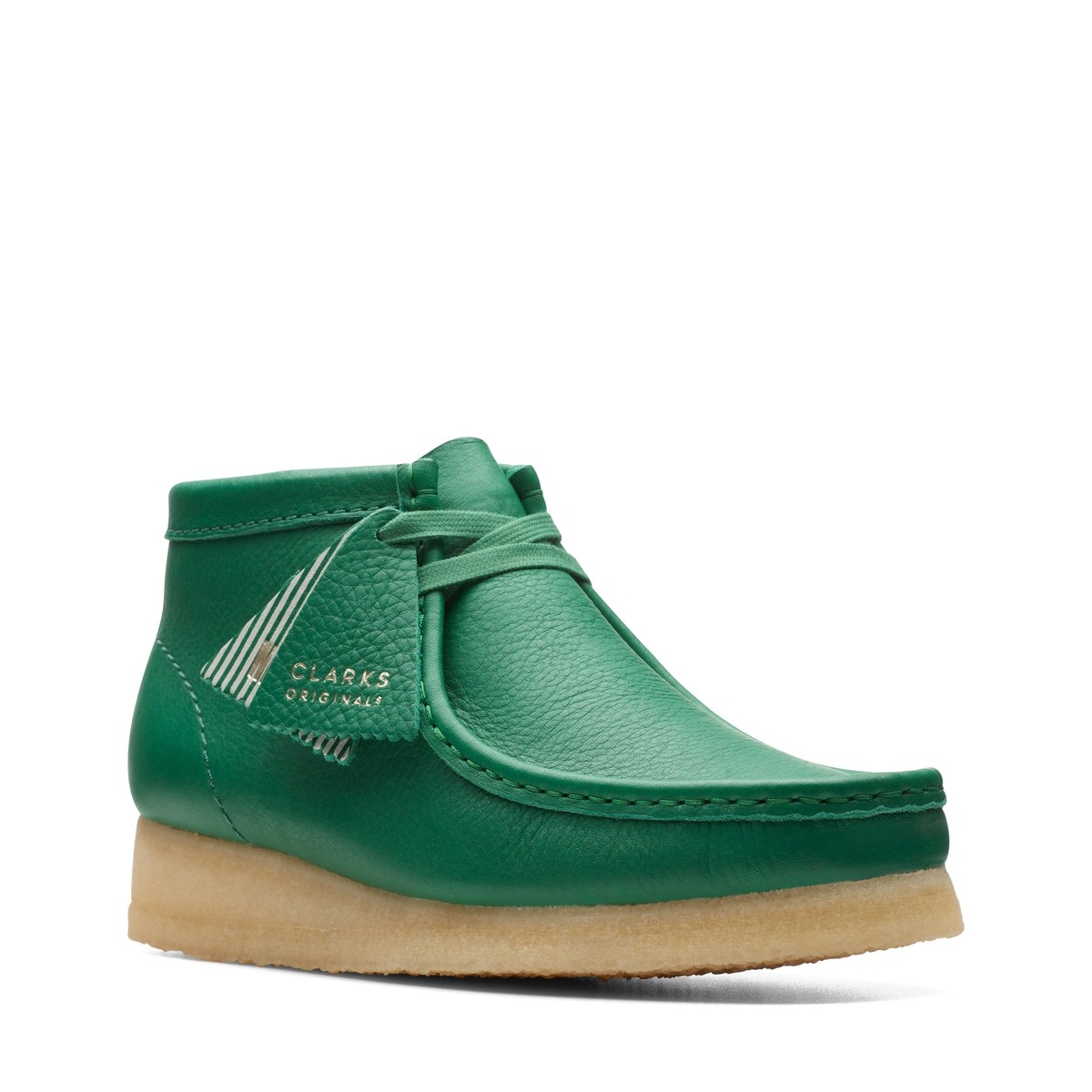 Clarks Original Women Wallabee Boot. Cactus Green Lea 