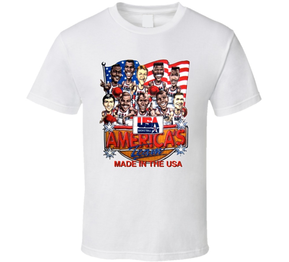 Usa Dream Team 1992 Basketball Caricature T Shirt - White | eBay