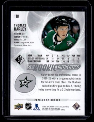 2020-21 Upper Deck Sp Hockey Sp Rookie Authentics Thomas Harley