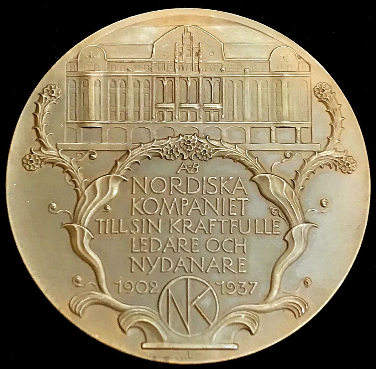 1937 SWEDEN BRONZE RELIEF DECO MEDAL OF JOSEF SACHS BY ERIK