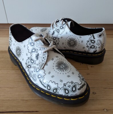Dr Martens 1461 White Bandana Print Industrial Shoes Lace Up UK 5