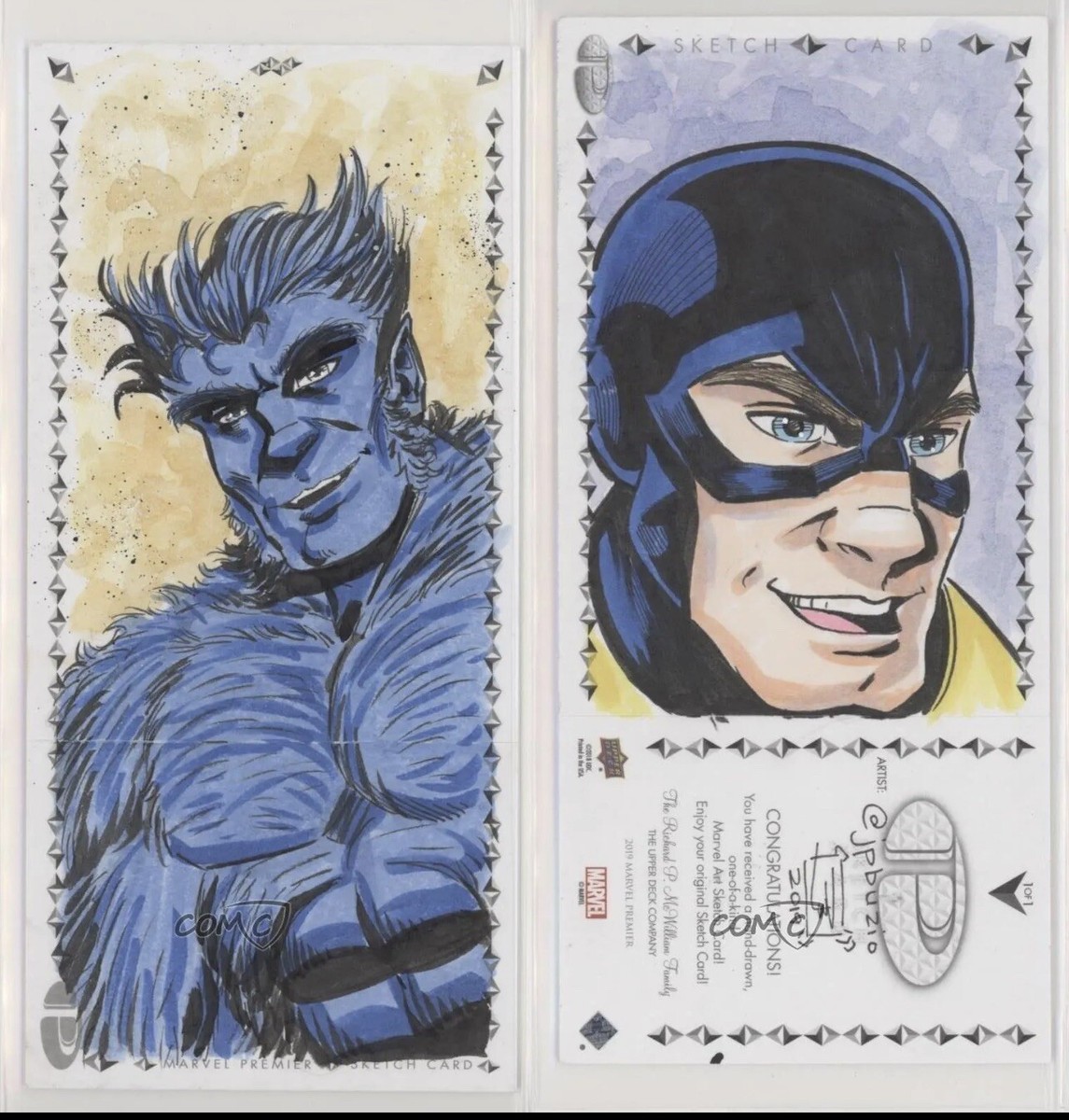 2019 Upper Deck Marvel Premier Sketch Cards Triple Panel 1/1 Jon