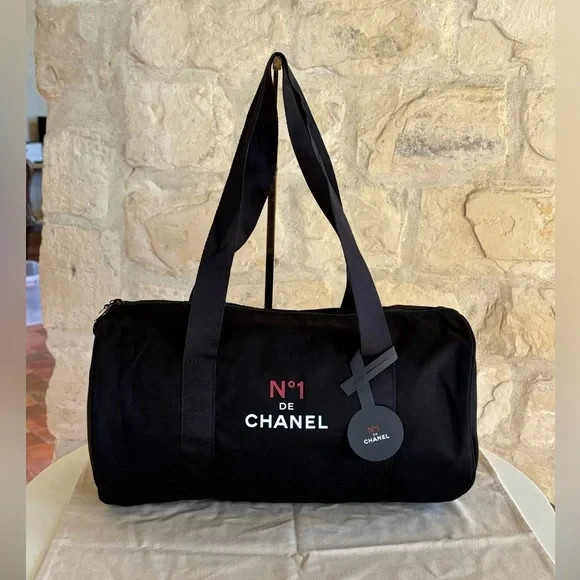 CHANEL Beauty GWP Novelty No. Duffel Travel Gym Sports Bag Black
