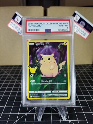 Pikachu 005/025 FULL ART Celebrations HOLO RARE PSA 8 Pokemon Card