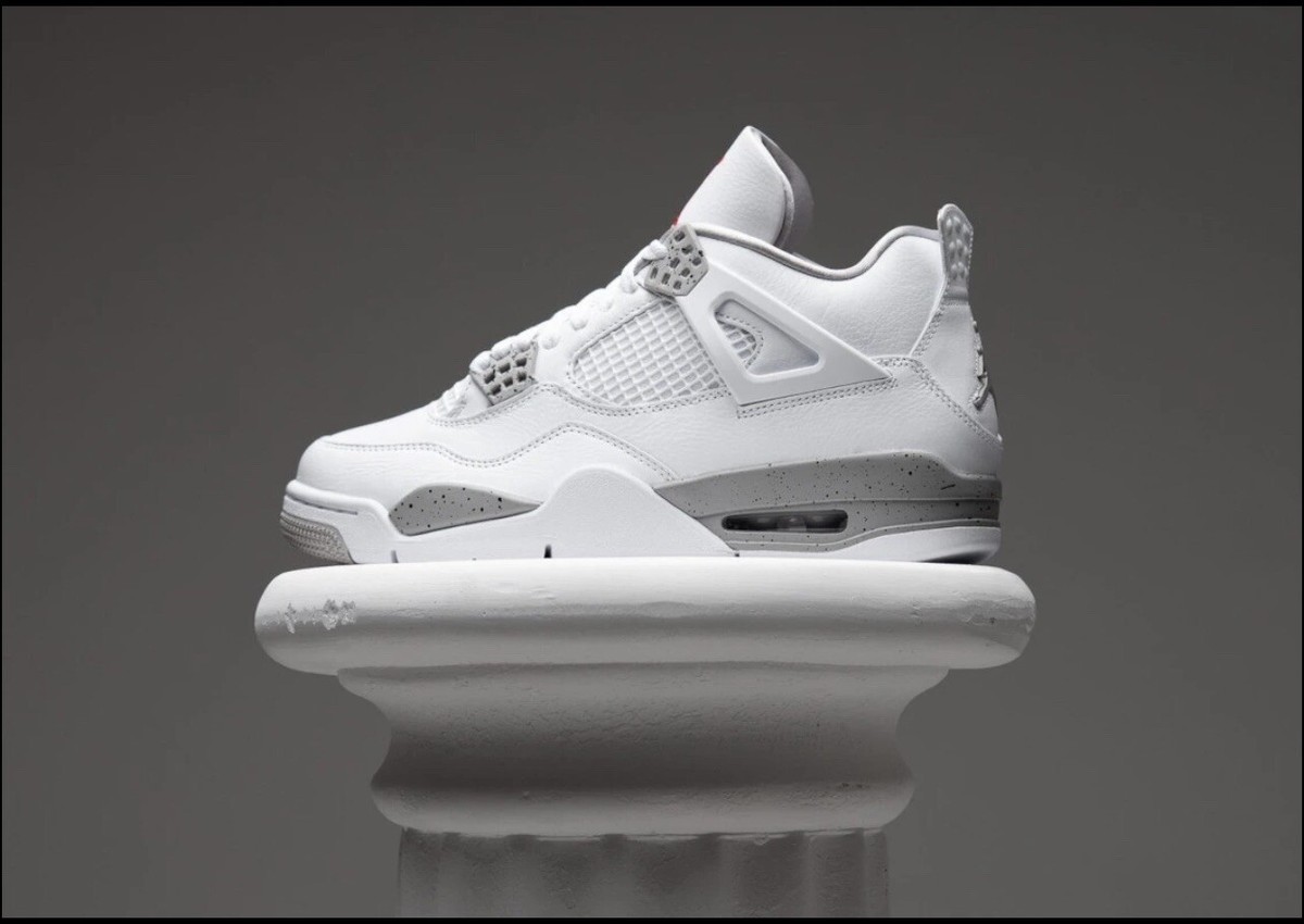 Nike Air Jordan 4 Retro White Tech Cement Oreo Men Size 12
