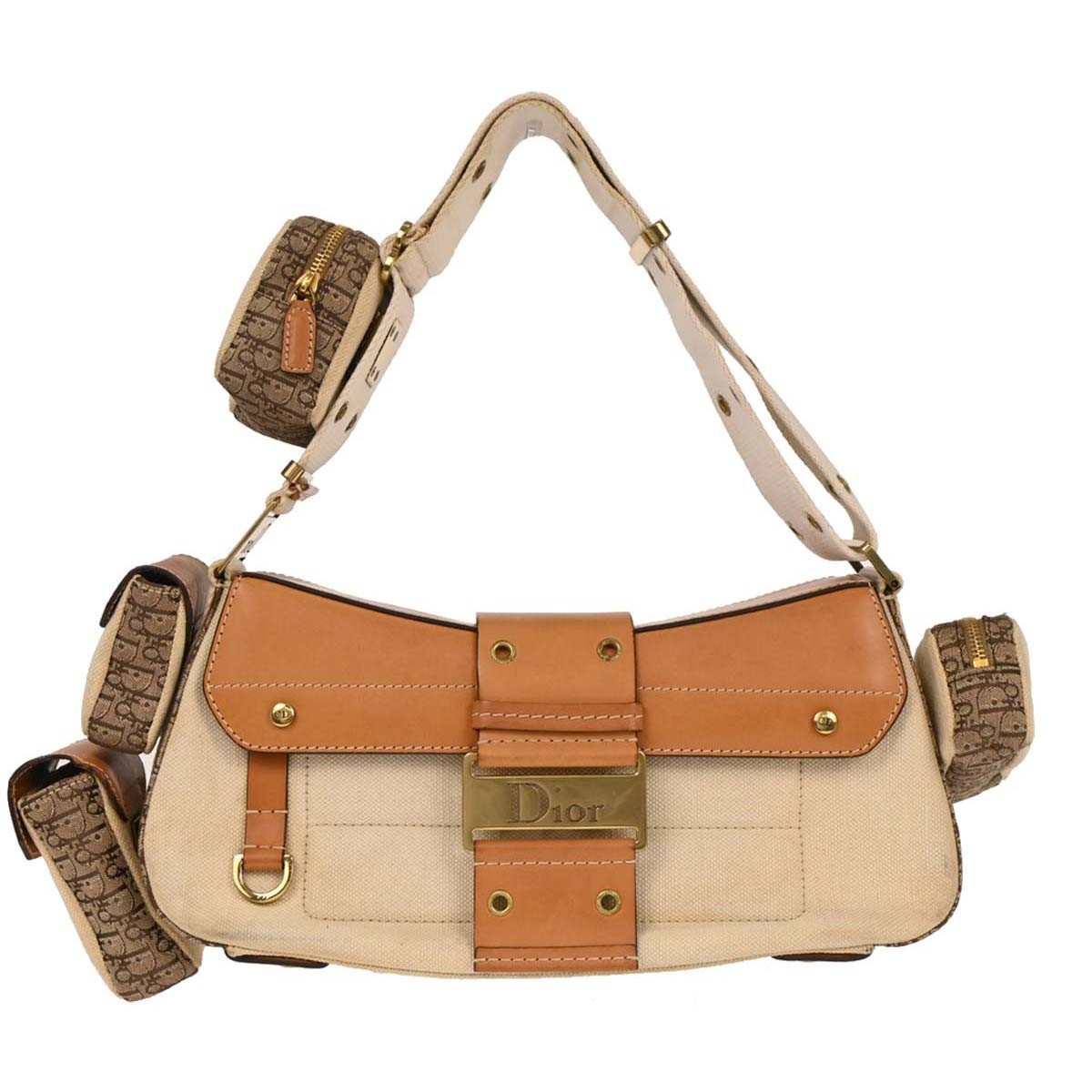 Christian Dior Beige Canvas Street Chic Columbus Shoulder Bag