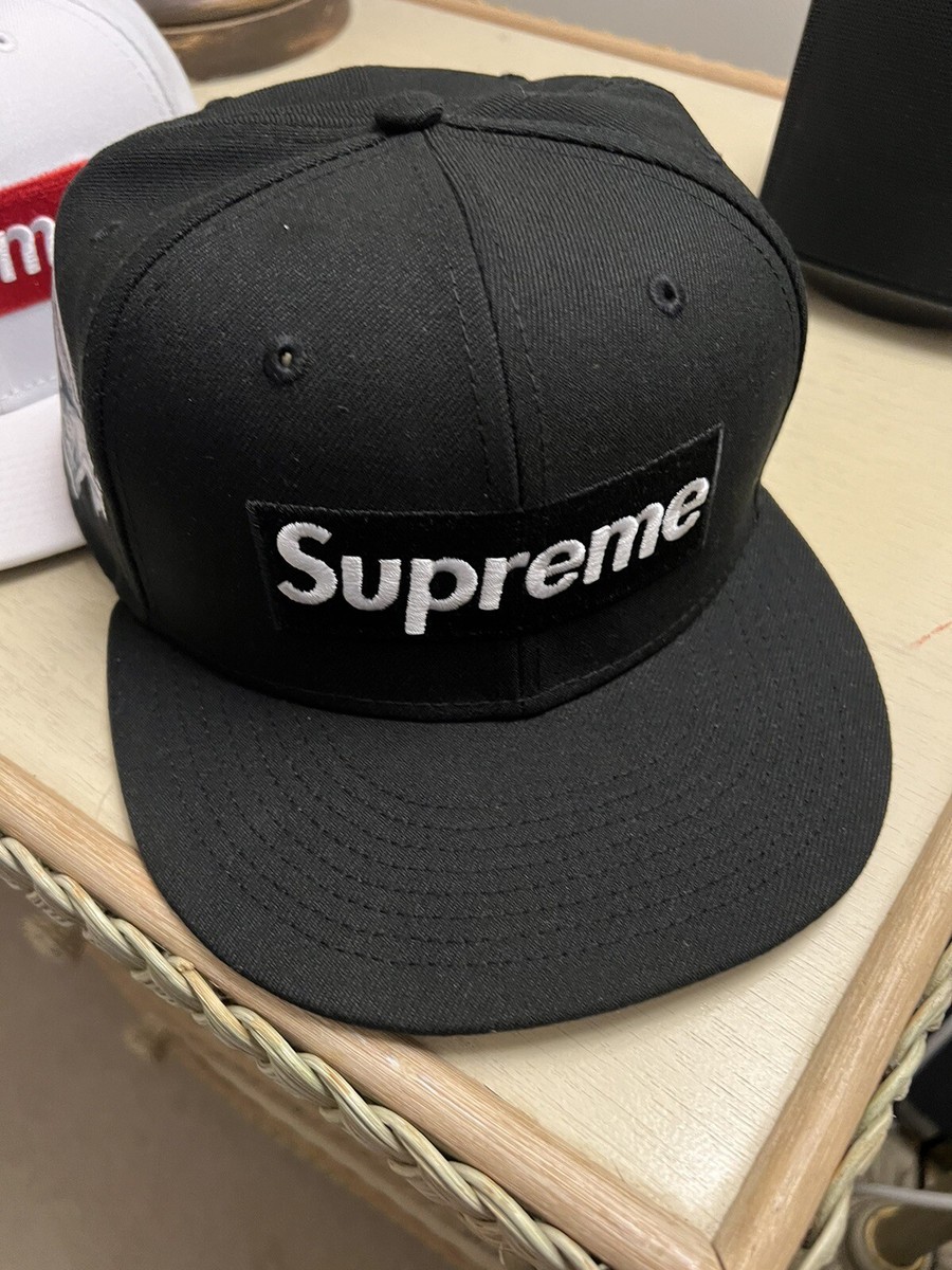 Supreme Money Box Logo New Era Black Fitted Size 7 1/4 | eBay