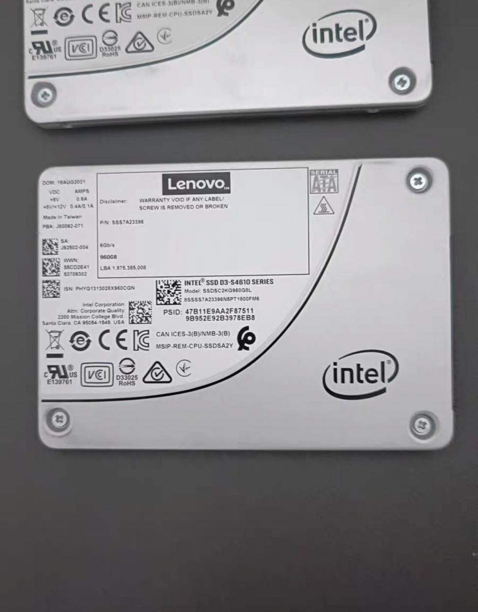 Lenovo Intel SSD D3-S4610 Series 960GB SSDSC2KG960G8L Solid State