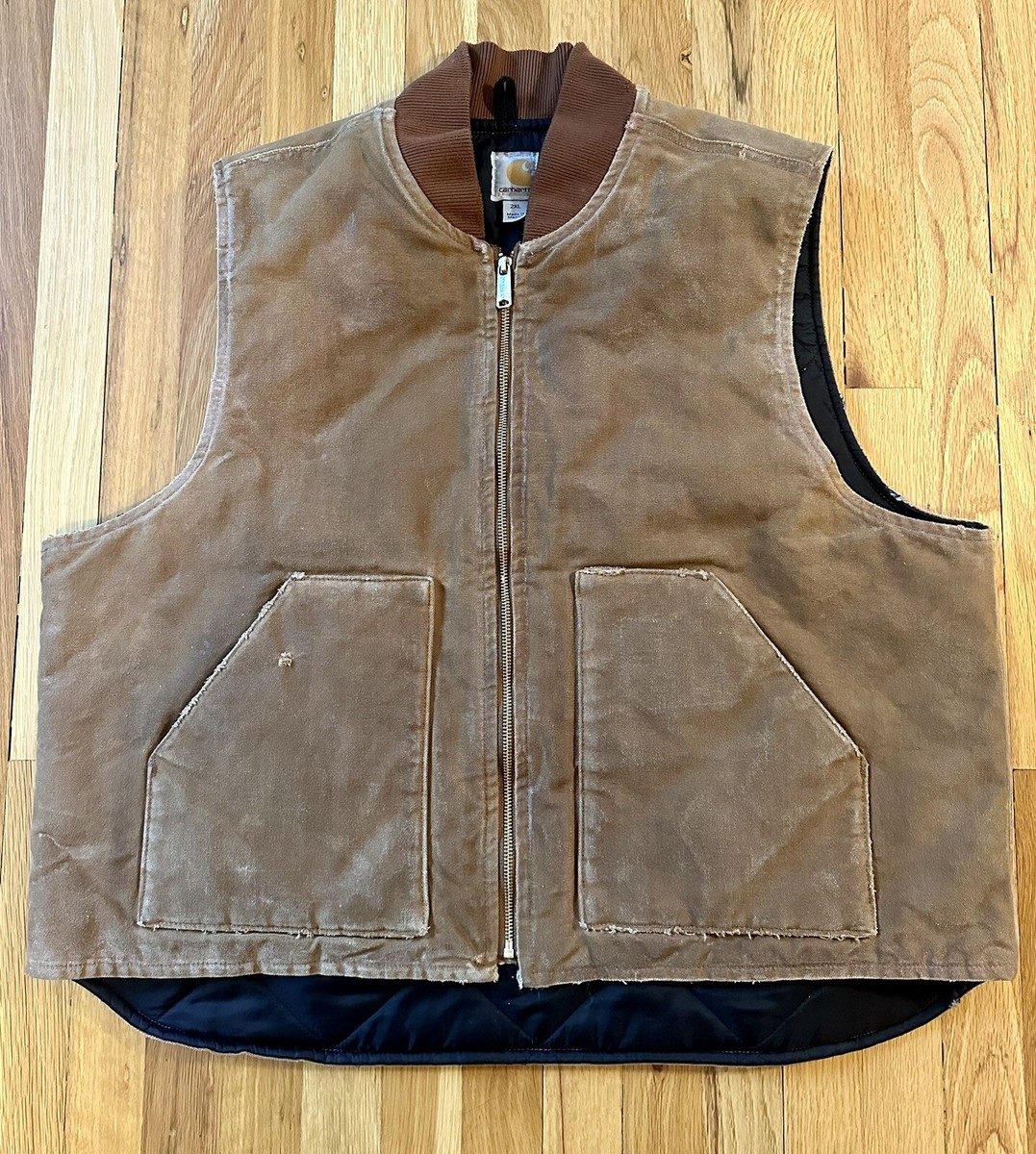 Carhartt V02 BRN Men's XXL Quilt Lined Duck Canvas Waxed Vest
