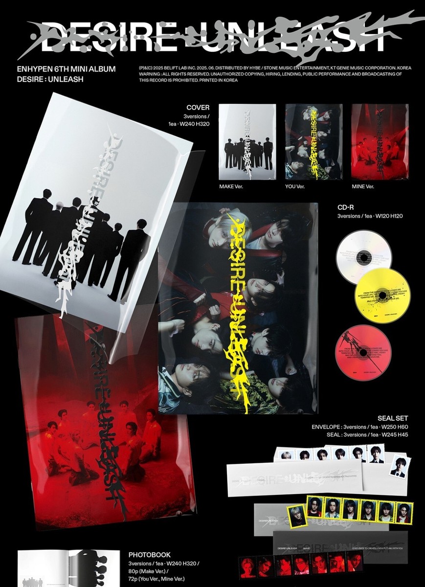 ENHYPEN Album DESIRE : UNLEASH YOU Ver. CD+72p Book+P.Card+Sticker