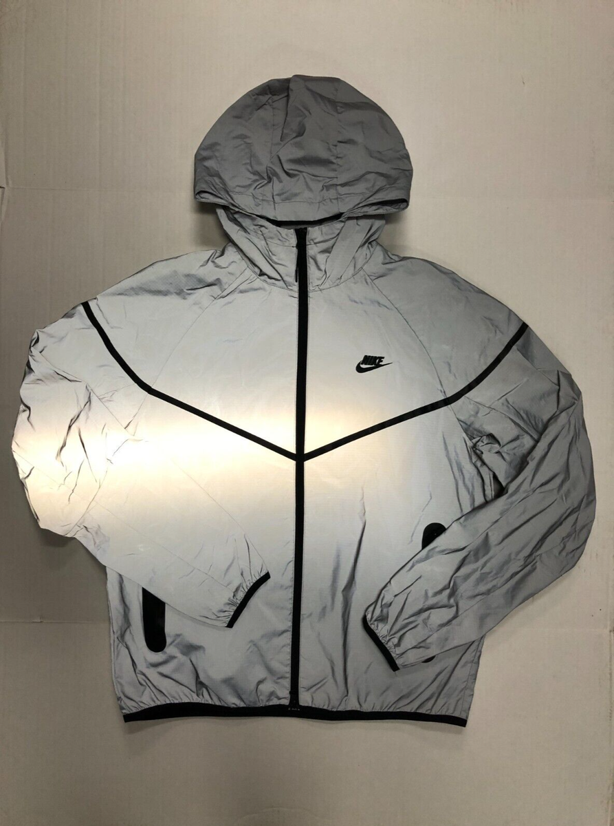 Nike Tech Woven Flash Jacket Reflect Silver Black FZ7585-035 Size