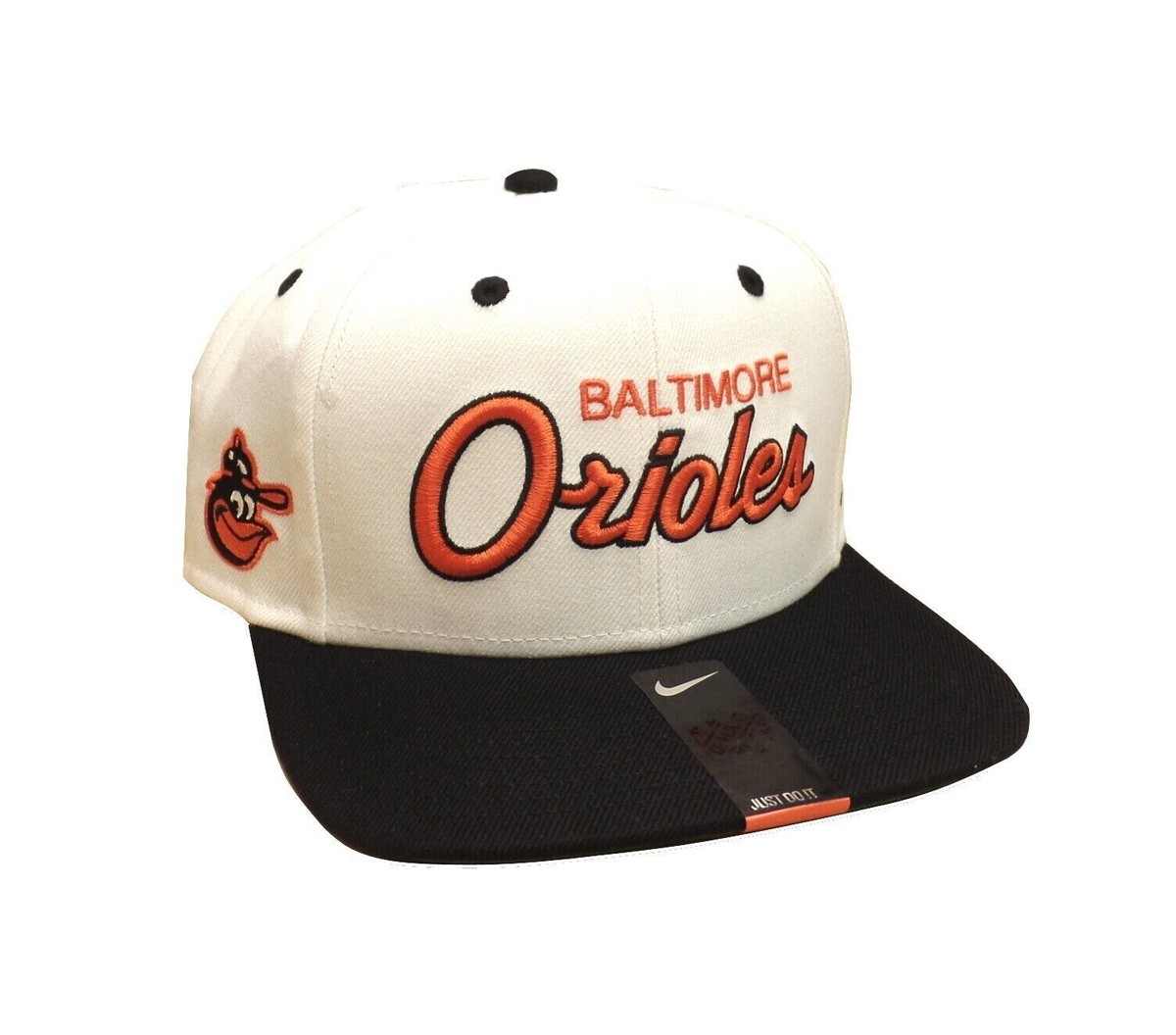 Nike Vintage Two Toned Script Baltimore Orioles Snapback Hat / Cap
