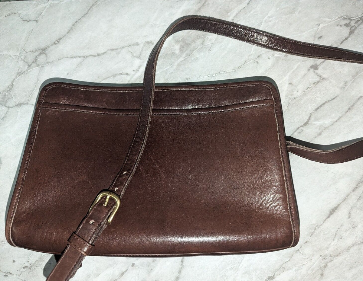 Vintage 1980s COACH Mocha Dark Brown Leather SWAGGER Crossbody Bag