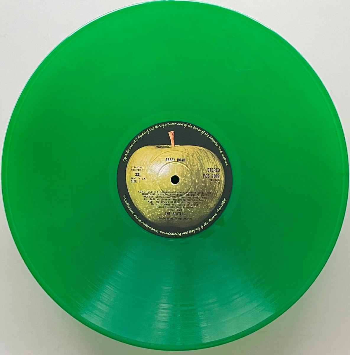 GREEN VINYL Vtg 1978 THE BEATLES Album ABBEY ROAD Record UK APPLE