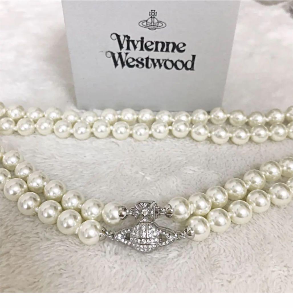 Vivienne Westwood 2-strand pearl orb choker silver Necklace No BOX