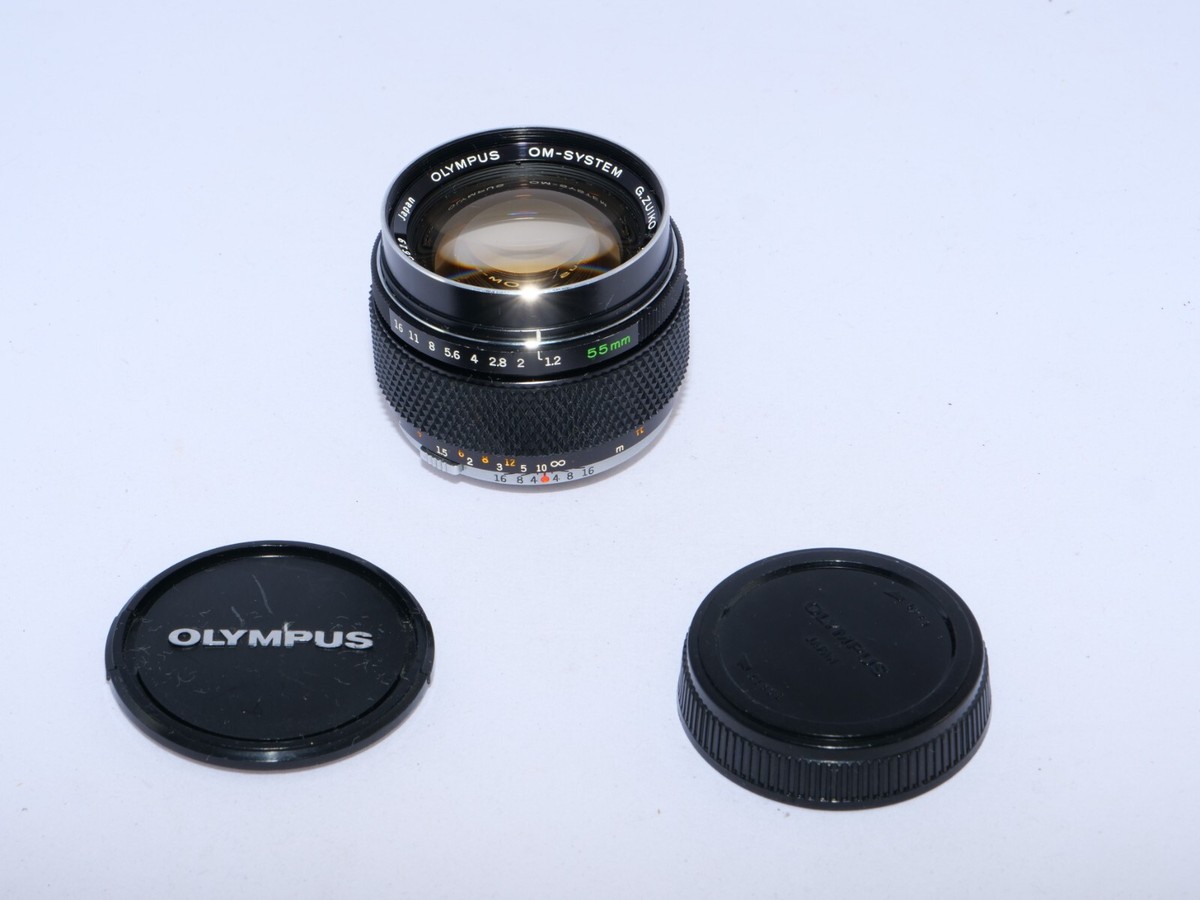 Olympus G. Zuiko Auto-S 55mm f1.2 FAST OM Normal Lens. Caps. CLA'd