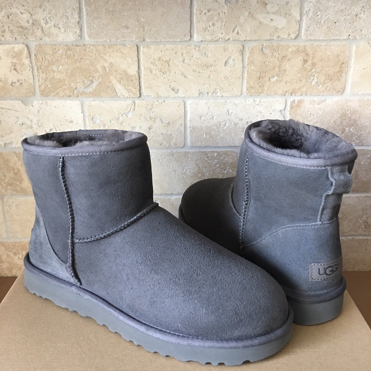 UGG Classic Mini II Grey Gray Water-resistant Suede Ankle Boots