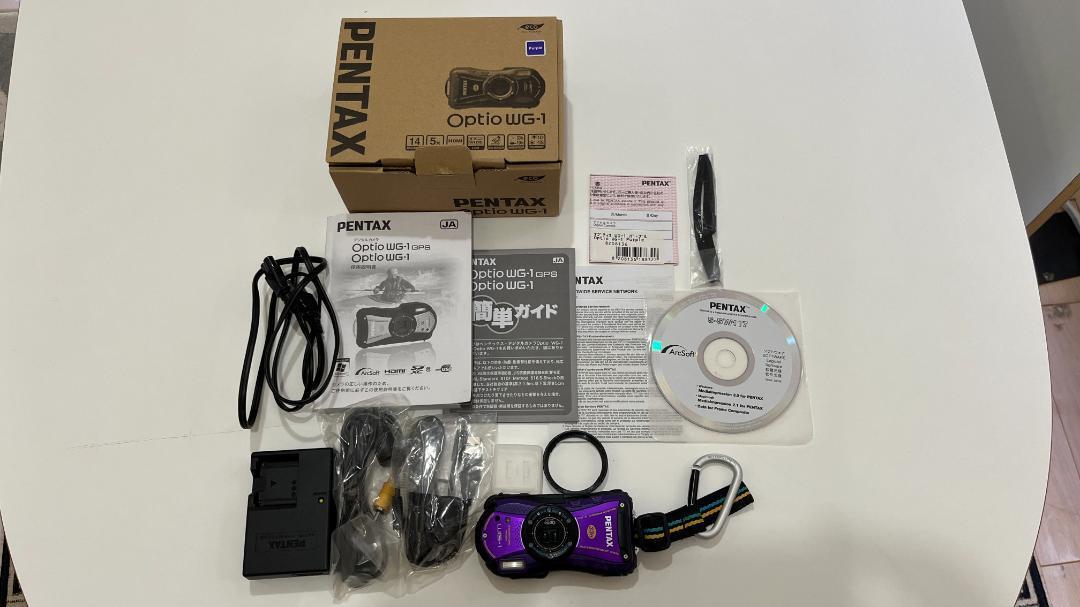PENTAX OPTIO WG-1,Purple,5x,2.7in,14MP,WP/SP Excellent from JAPAN