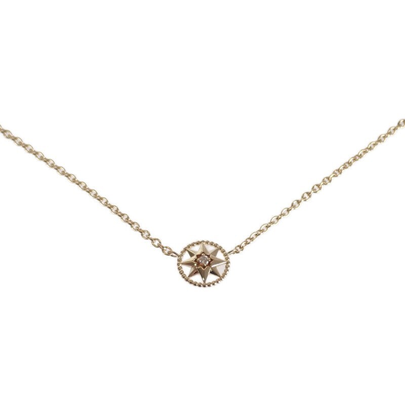 Christian Dior K18YG Yellow Gold Rose Devan Necklace Diamond 1PD