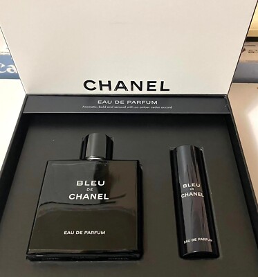 NEW, BOXED Bleu de Chanel Eau de Parfum 3.4 oz & 0.7 oz Sprays Set