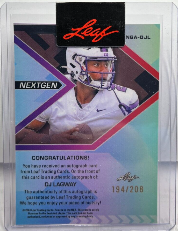 DJ Lagway 2024 Leaf Metal NextGen Prismatic Autograph Auto #'d 194