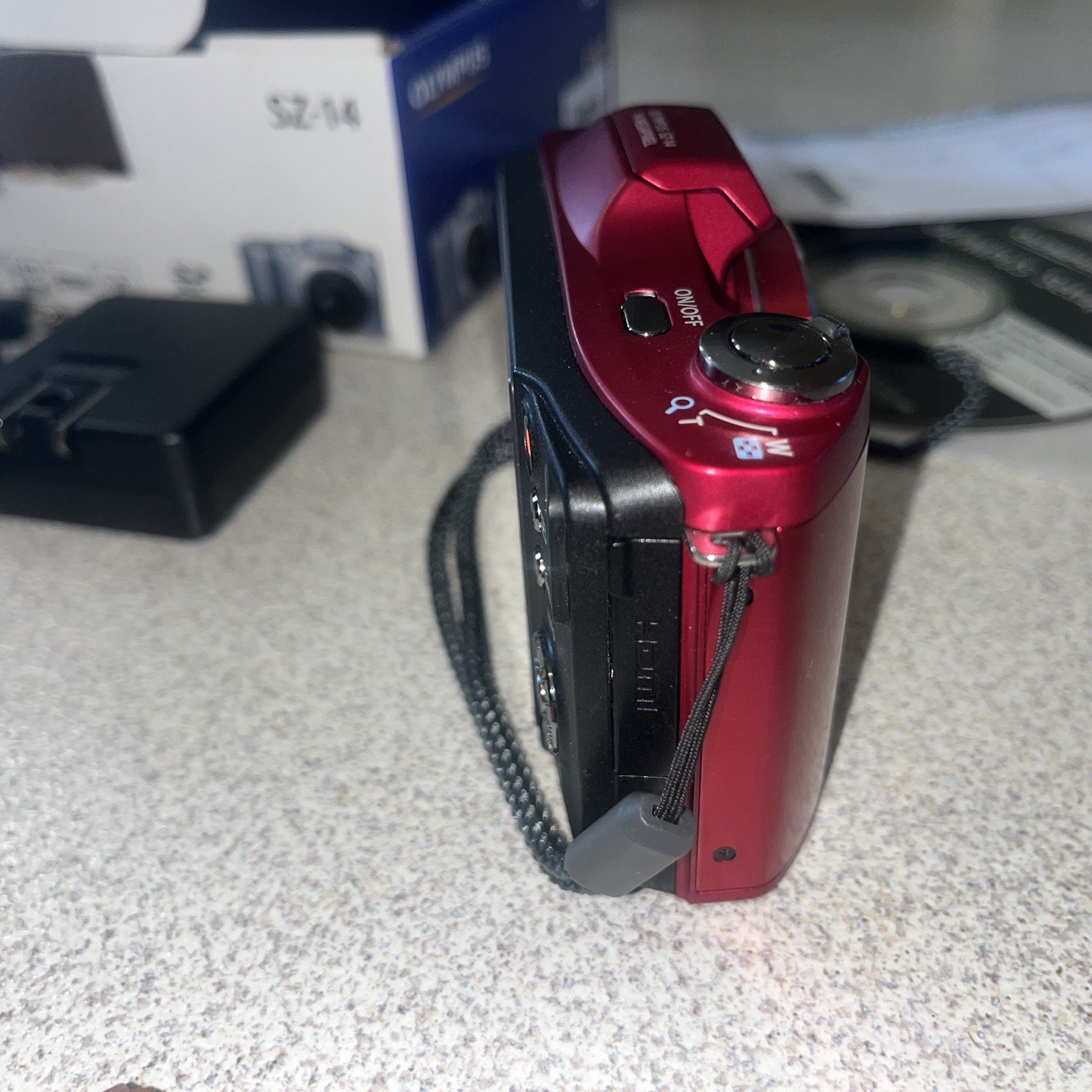 Olympus SZ-14 14MP RED Pocket Digital Camera, Battery, CDs