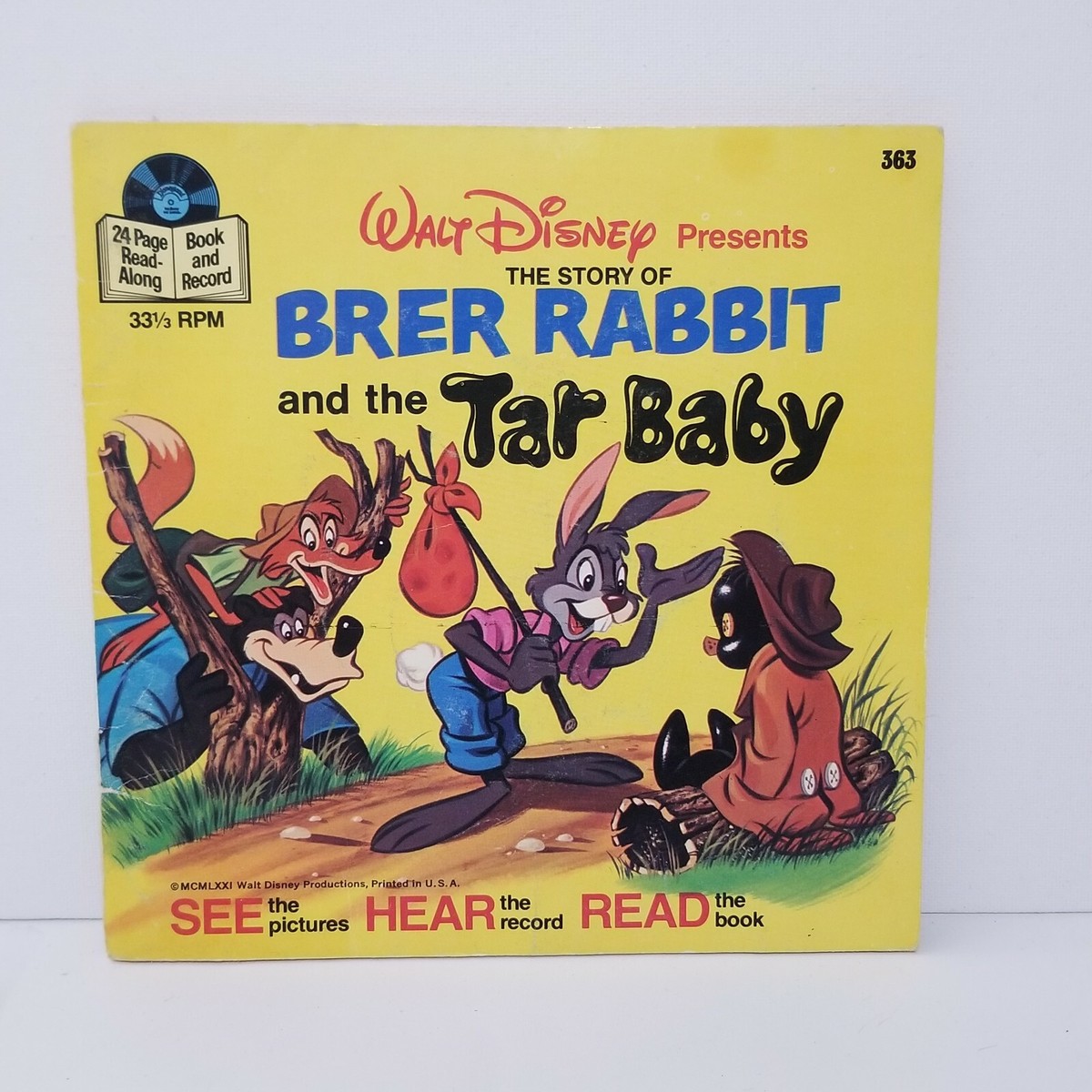 Disney Vintage Brer Rabbit and the Tar Baby Book and 33 1/3 Vinyl