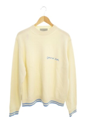 Dior Wool x alpaca long sleeve knit Men's Ivory x light blue