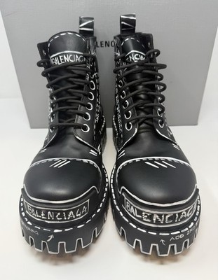 Balenciaga Strike Lace Up Graffiti Boots Size 9 US 42 EU | eBay
