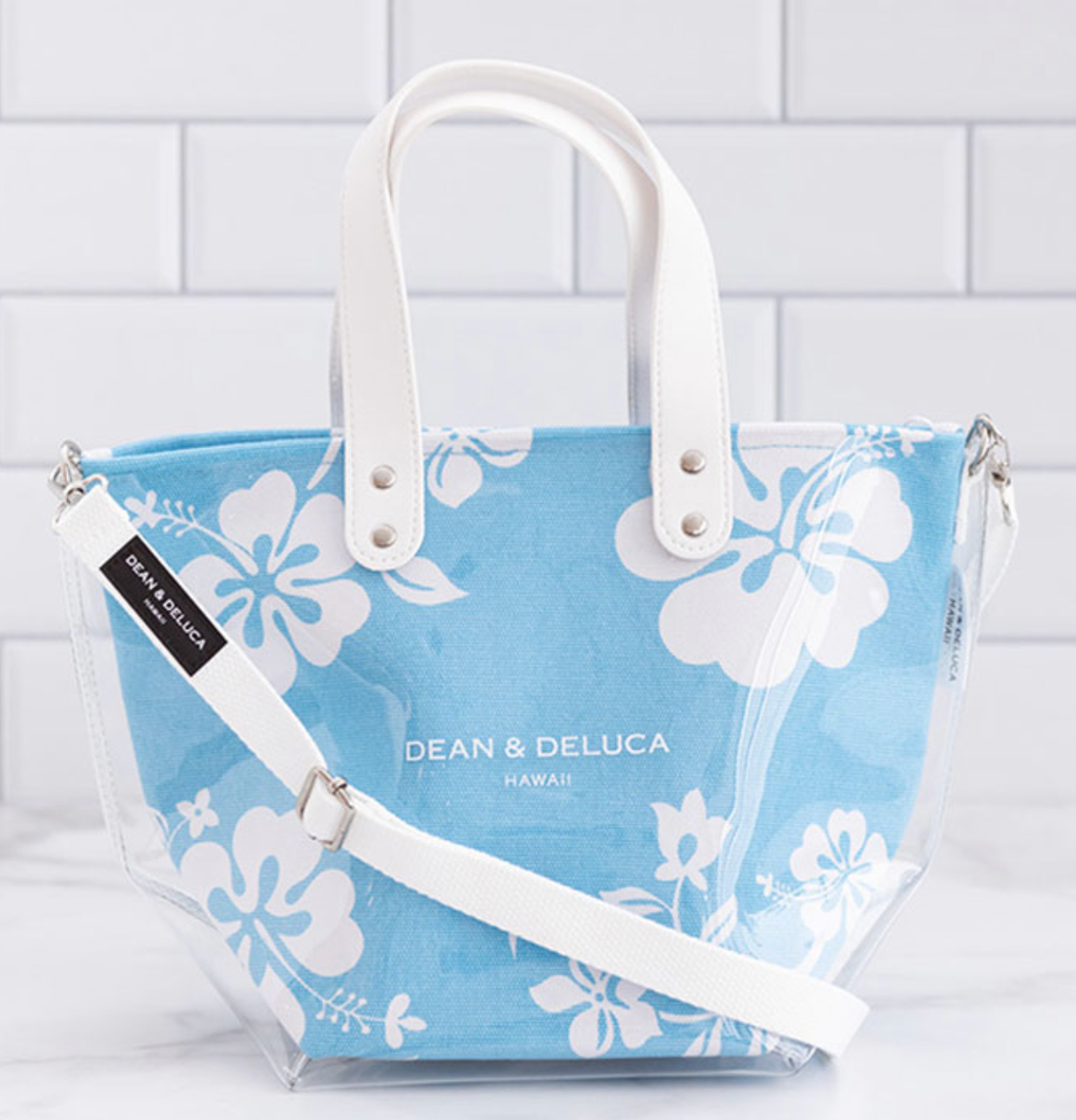 DEAN & DELUCA Hawaii Exclusive 3-Way Tote Bag Clear Tote Hibiscus