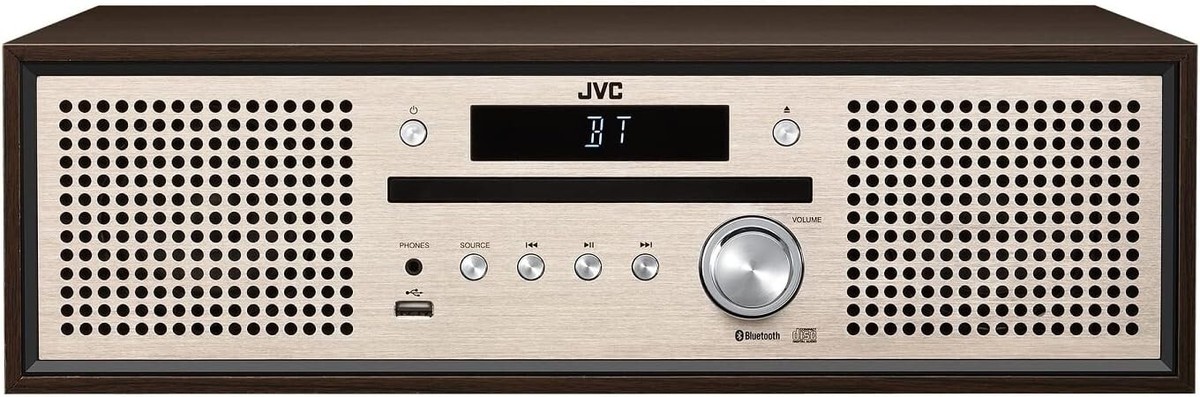 JVC NX-W30 Compact Stereo System Bluetooth Walnut Wood Cabinet CD