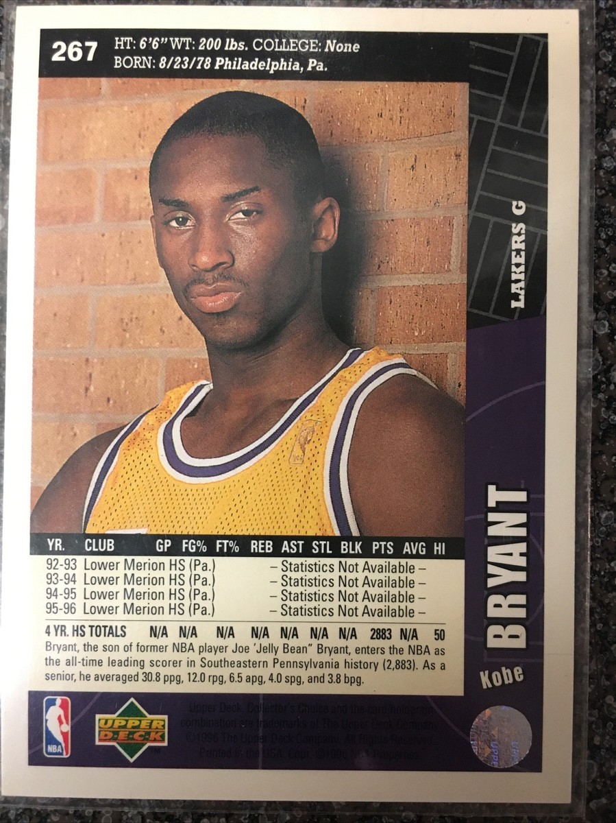 1996 - 1997 Upper Deck Rookie Card Kobe Bryant Los Angeles Lakers