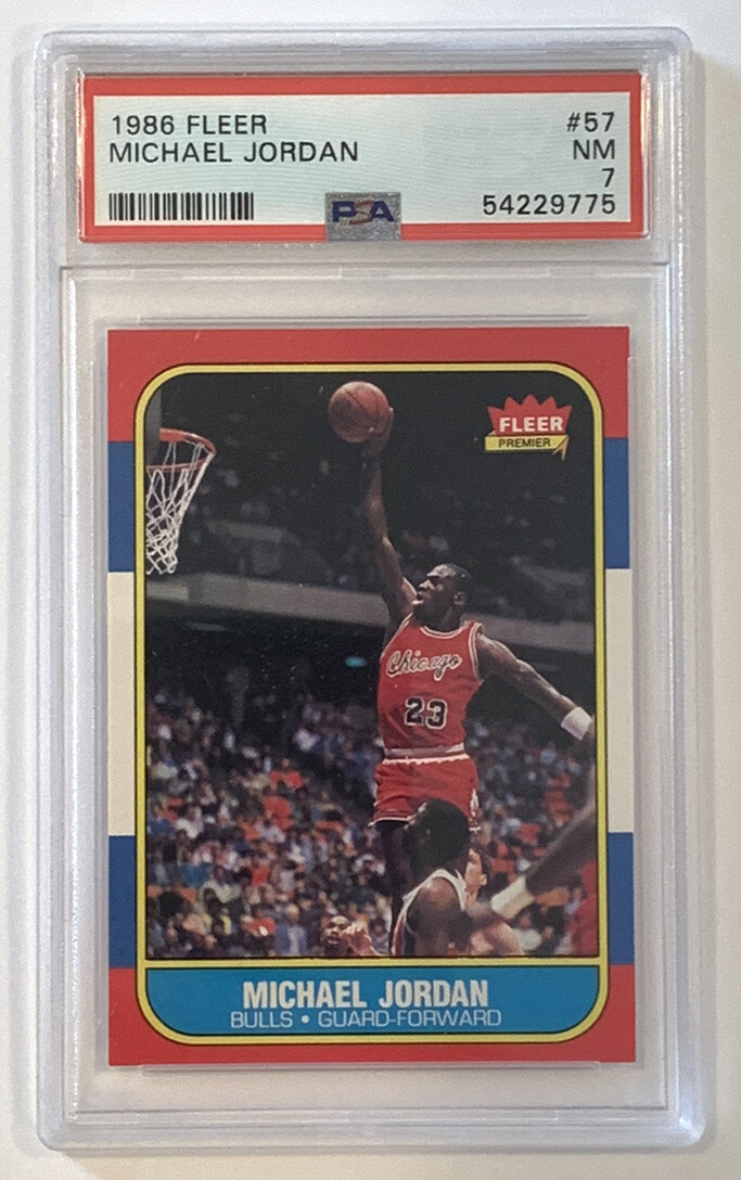 1986 FLEER BASKETBALL MICHAEL JORDAN PSA-7 NM RC ROOKIE #57