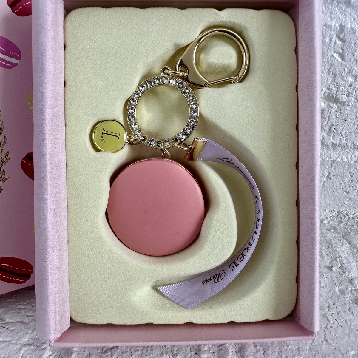 NIB Authentic Laduree Paris Keychain Ring Macaron Bag Charm | eBay
