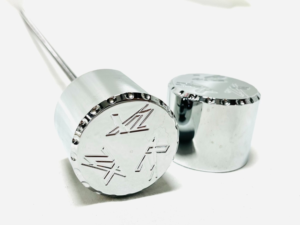 KAWASAKI CHROME DIAMOND CUT ZX ENGRAVED FRONT AXLE CAPS KAWASAKI