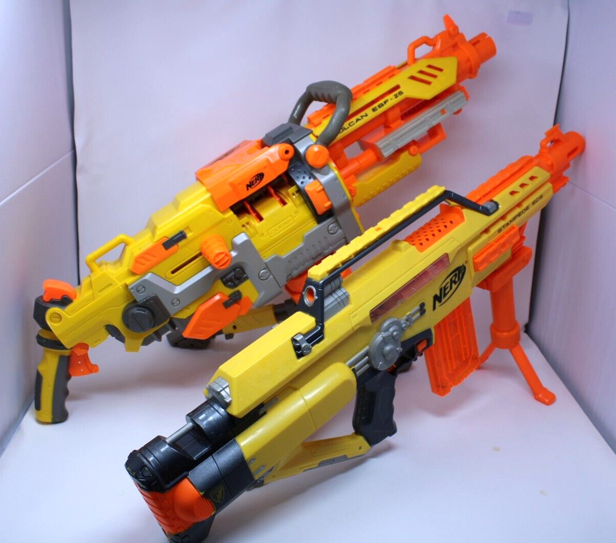 Lot of 2 - NERF Vulcan EBF-25 & Stampede Dart Gun Blaster Belt Fed