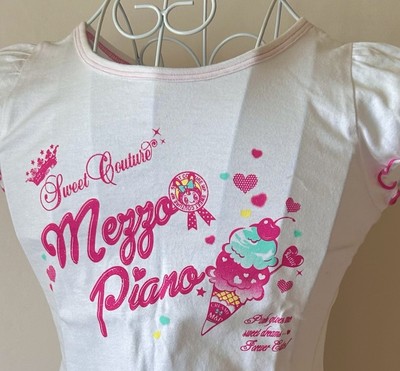 Mezzo Piano T-shirt White Pink Size S/140cm Berrie Heart Ice