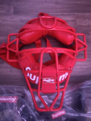 Supreme SS18 Rawlings Catcher's Mask Red & Camo Chest Protector