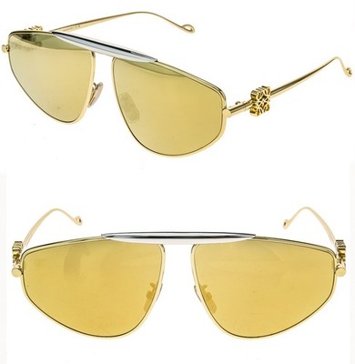 LOEWE LW40116U 40116 Metal 3D ANAGRAM Mask White Gold Mirrored