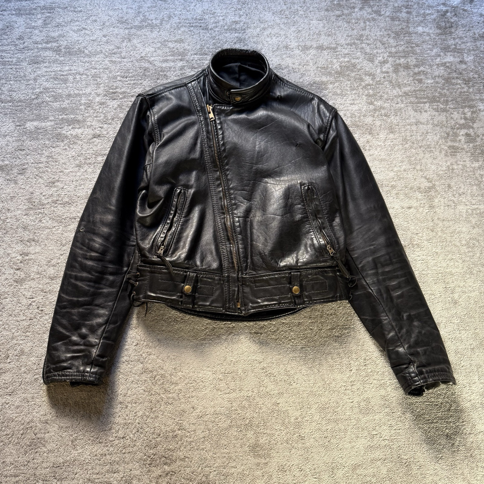 Vintage 1970's Langlitz Cascade Asymmetrical Zip Leather Biker