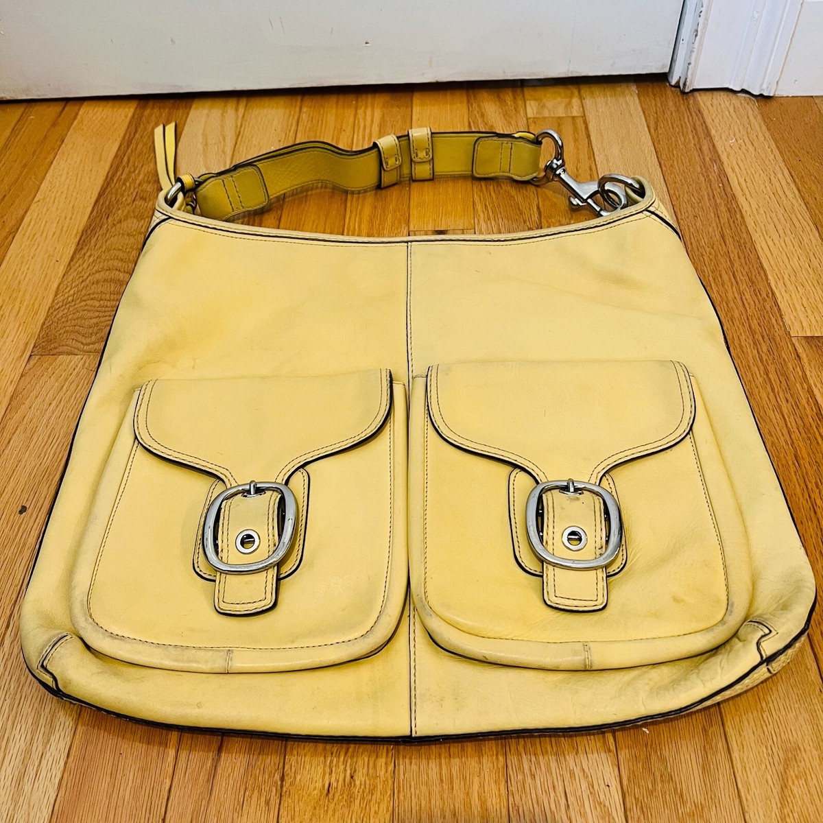 Authentic Vintage Y2K 2000 Hobo Coach Yellow Leather Shoulder Bag