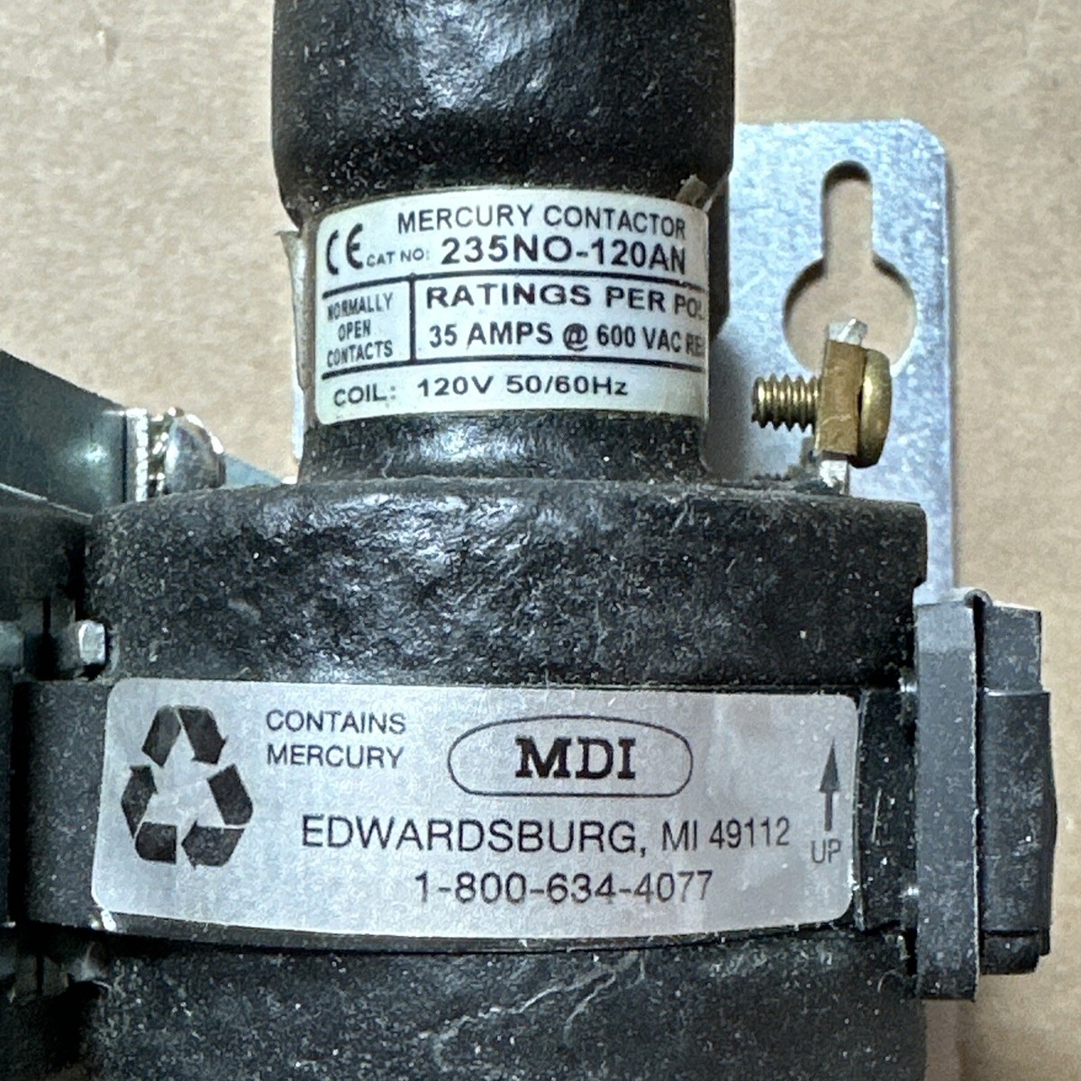 NEW NO BOX- MDI Mercury Contactor Switch Thermo/Cense 235NO-120AN