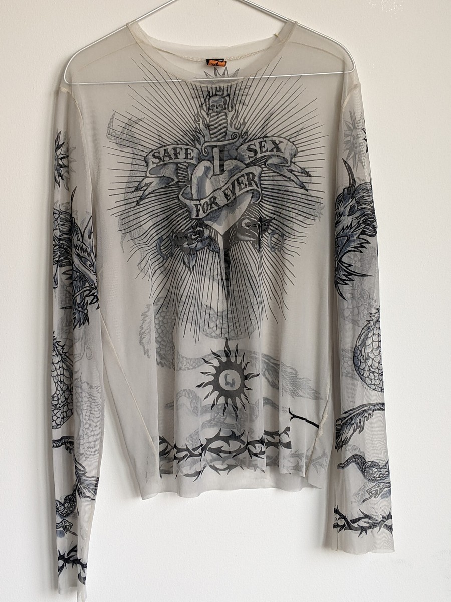 Jean Paul Gaultier Soleil JPG SS96 mesh tattoo print original Safe