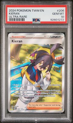 PSA 10 Kieran Ultra Rare #206 2024 Pokemon TWM Twilight Masquerade