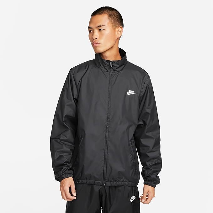 NEW Nike Club+ Men's Full-Zip Woven Jacket DX0672 010 BLACK